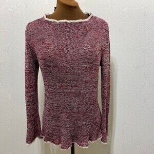ISABEL MARANT Barett Red Linen Cotton Blend Bell Sleeve Sweater Size 12